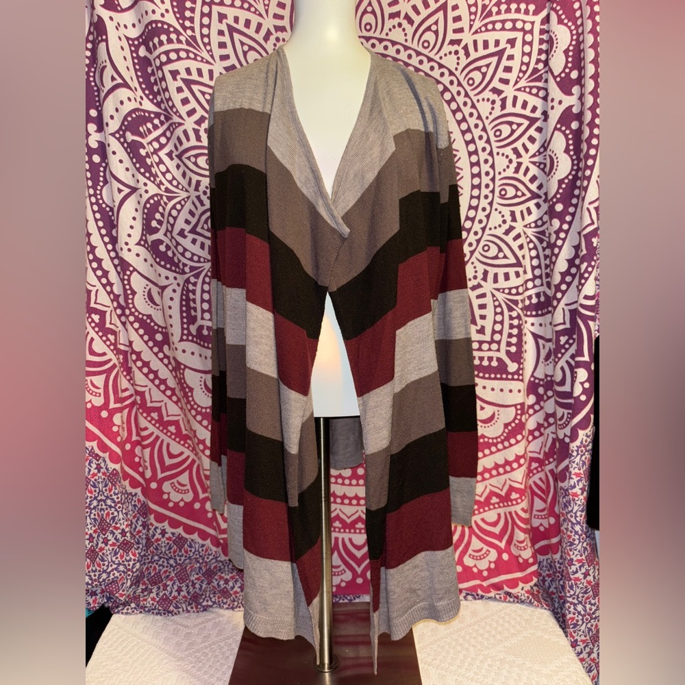 14th and Union Open Front Poncho/Cardigan Striped Women’s Size Large
